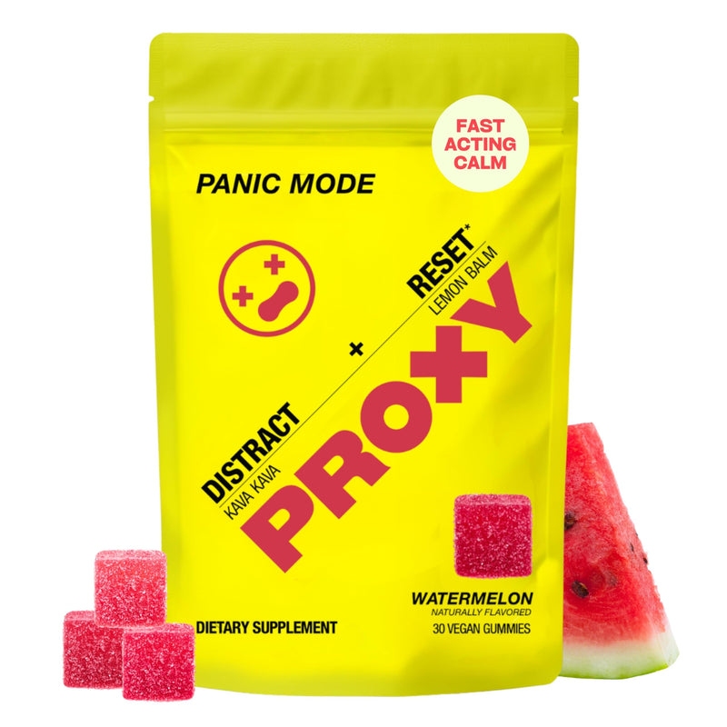 [Australia] - PROXY Fast-Acting Stress Relief Rescue Gummies | Natural Quick Calm with Kava Kava & Lemon Balm to Support Mental Relaxation, Cortisol Health | Non-Drowsy, Vegan, Natural Watermelon Flavor (30 Count) 