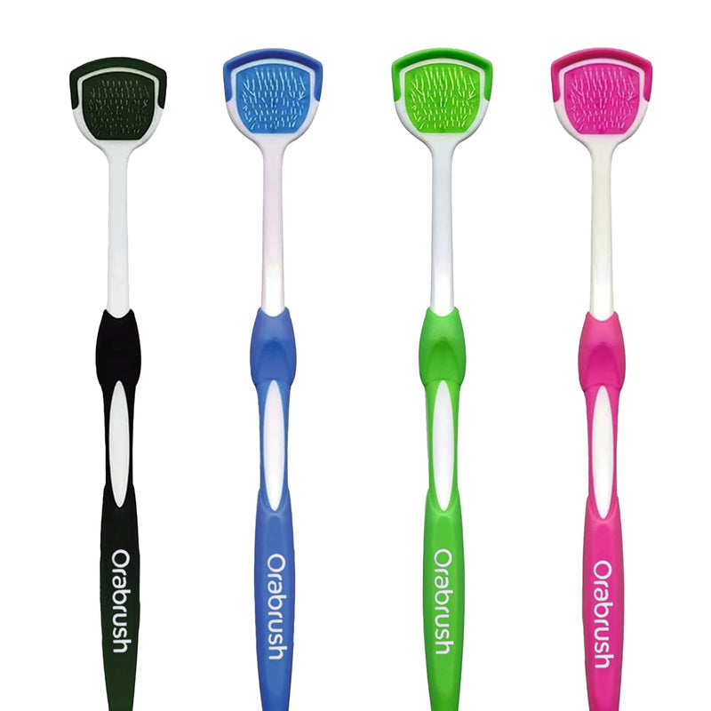 [Australia] - Soft Bristles Tongue Brush for orabrush - Gentle on Gag Reflex，Ergonomic Design, Freshens Breath for Improved Dental Hygiene，4 Tongue Scrapers - 4 pack 