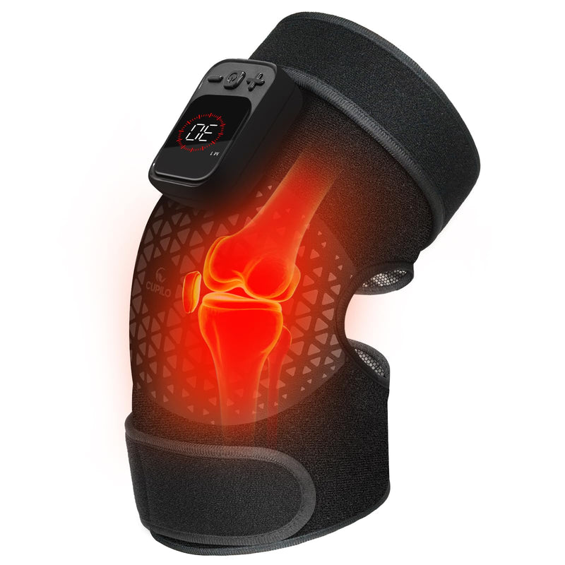 CuPiLo Cordless Knee Massager with Heat - 6 Adjustable Vibration & 5 Heating Level Knee Warmer Pad