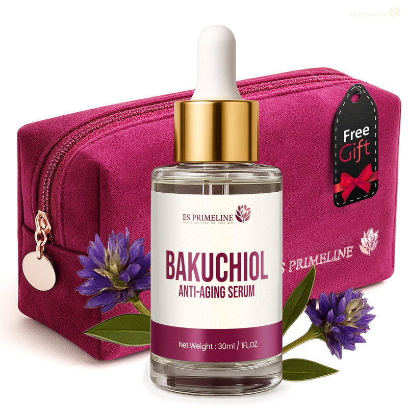 Natural Bakuchiol Face Serum with Green Tea Hyaluronic Acid Vitamin C & Retinol –Anti Aging Gentle Hydrating Serum for Face & Neck Fine Lines & Wrinkles, Smooth Radiant Skin, Gift set with Make up Bag
