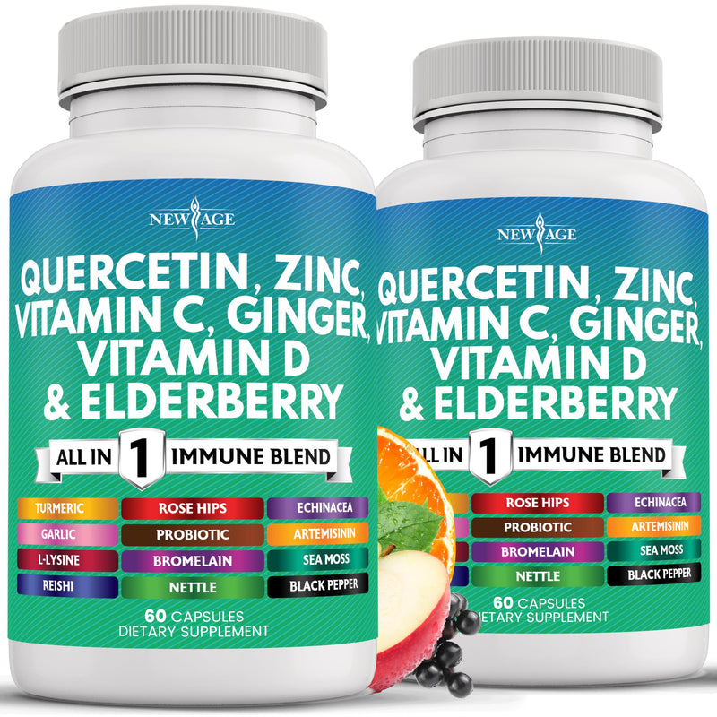 [Australia] - Quercetin Zinc Vitamin C Vitamin D Bromelain Elderberry -Nettle Supplement with Artemisinin, Sea Moss, Echinacea - 120 Count 60 Count (Pack of 2) 