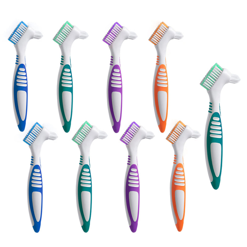 [Australia] - [2025 Upgrade] 9Pcs Denture Brush，Denture Toothbrushes，Denture Cleaning Brush ，Double Sided Toothbrush，9Color 9 Color 