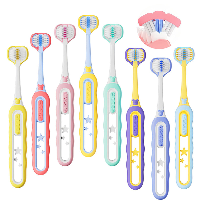 [Australia] - Toddler Toothbrush 8 Pack, Soft Baby Toothbrush Efficient 3 Sided Kids Tooth Brush for Ages 1-12 Years, Infant Training Tooth Brush Complete Tooth and Gum Care, Easy to Grip(Patent) 