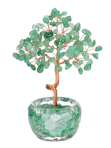 Top Plaza Natural Green Aventurine Crystal Tree, Life Tree Desk Decor