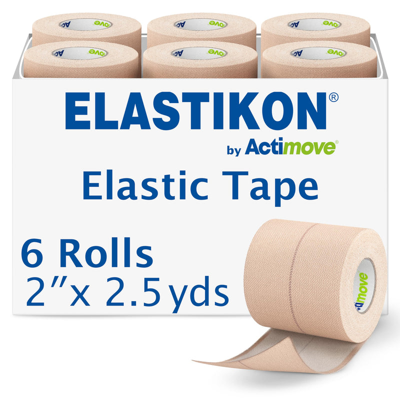[Australia] - Soft Cotton Elastic Tape, Provides Mid-Level Compression and Support for Sprains, Strains, Muscle Injuries, Strong Adhesion - 2 in x 2.5 yd, 6 Rolls 2" x 2.5' (Pack of 6) 