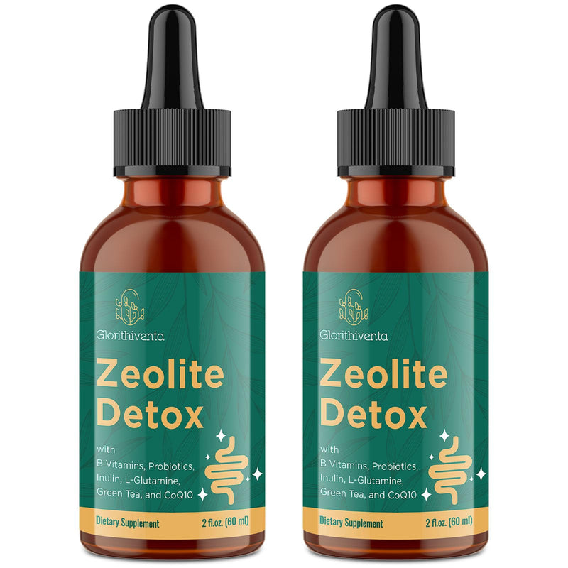 Zeolite Detox for Adults, Zeolite Liquid Drops with Vitamin B, Probiotic Blend, Gentle Detox for Adults, Energy, Gut, Focus - 4 Fl Oz (2 Bottles) 2 Fl Oz (Pack of 2)