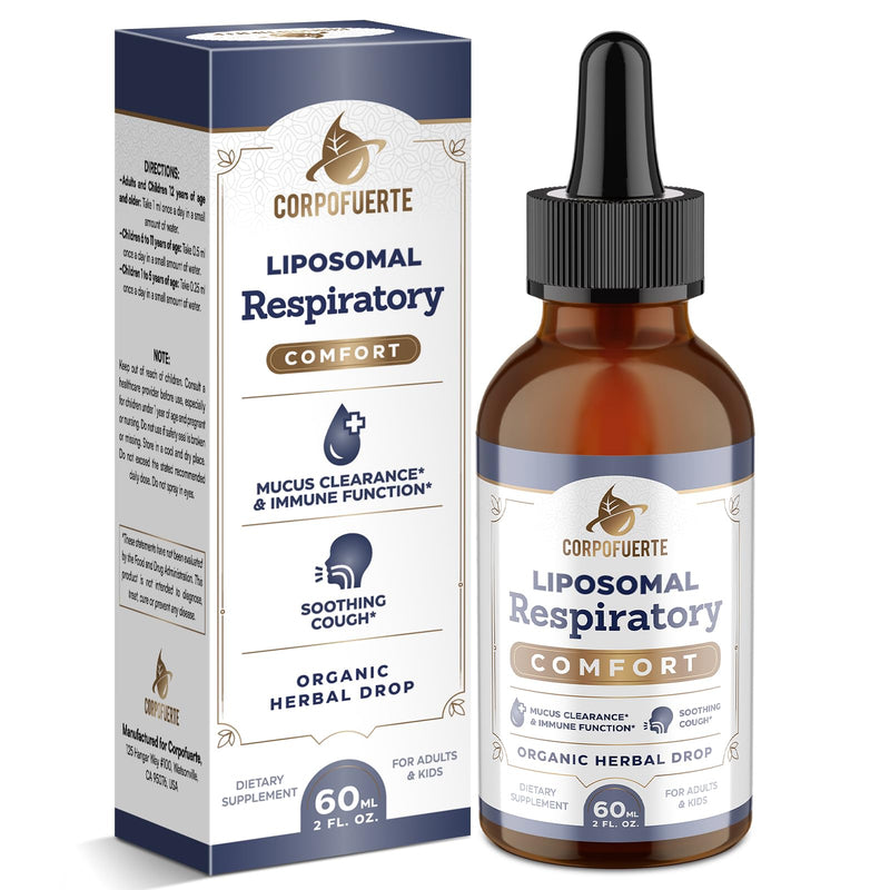 [Australia] - Liposomal Respiratory Relief Drops - Mullein Drops for Lungs with Elderberry, Licorice Root, and Slippery Elm Bark - Support Lung Cleanse and Mucus Relief - Suitable for Kids and Adults (1Pack) 60 Fl Oz (Pack of 1) 