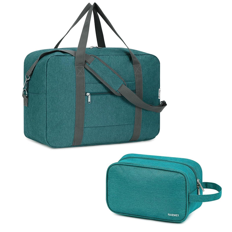 Narwey Foldable Travel Duffel Bag With Toiletry Organizer Traveling Dopp Kit Shaving Bag
