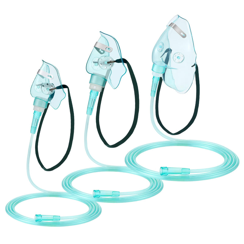 [Australia] - Geiserailie 3PCS S/M/L Size Oxygen Mask for Adult with 6.6 Ft Tubing and Adjustable Elastic Strap, Adult Oxygen Mask with Tubing for Connecting 