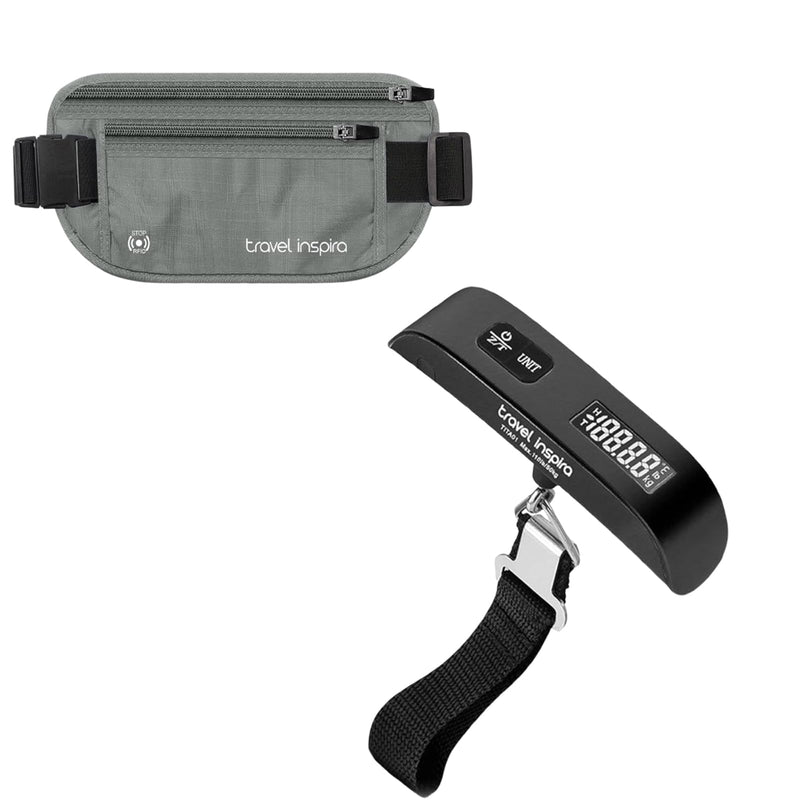 travel inspira Slim Anti-Theft RFID Blocking Travel Money Belt & Passport Holder -Luggage Scale
