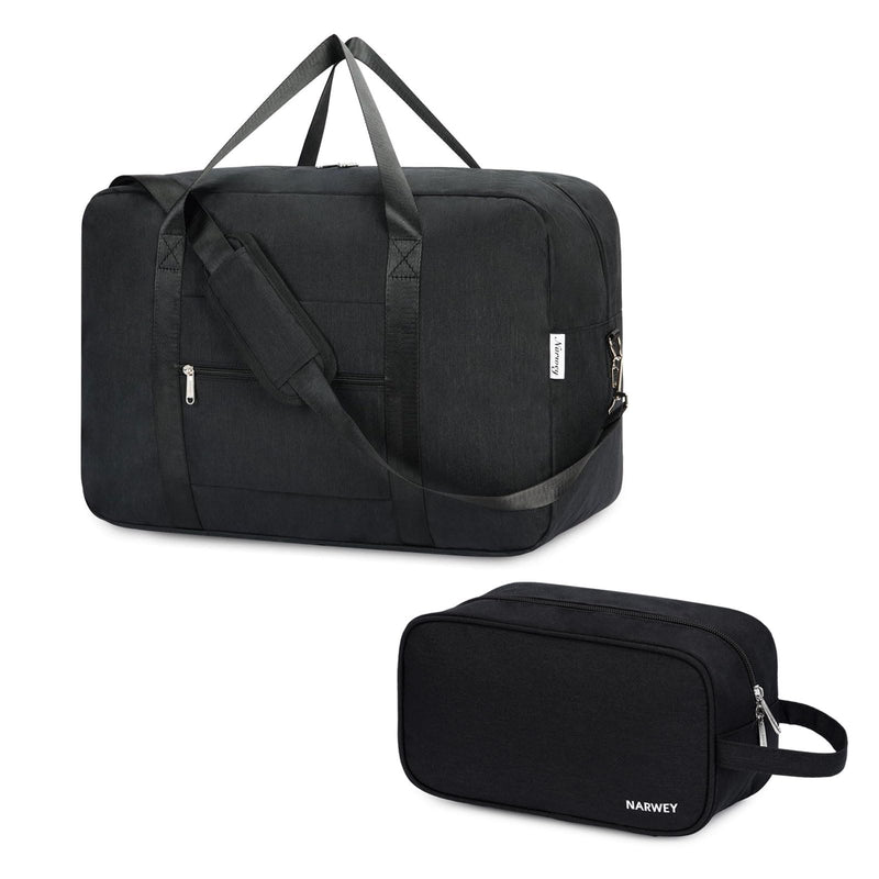 Narwey Foldable Travel Duffel Bag with Travel Toiletry Organizer Traveling Dopp Kit Shaving Bag