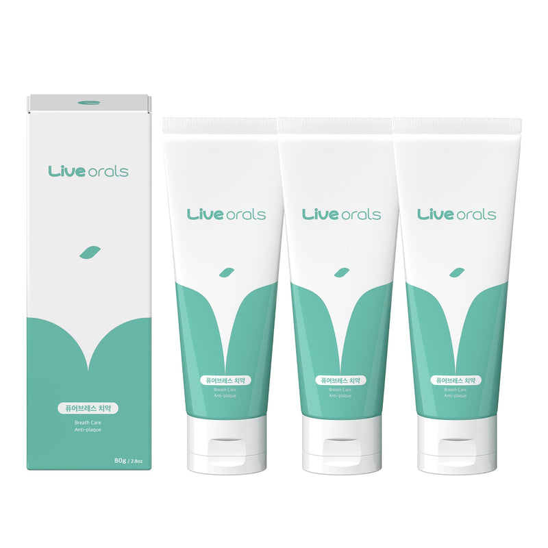 Live Orals PureBreath Toothpaste 80g (Pack of 3) - Fluoride-Free, Odor Neutralizing, Enamel Strengthening, Gentle Cleaning, Mint Fresh, Naturally Derived Ingredients, Sensitive Teeth Friendly Pack of 3