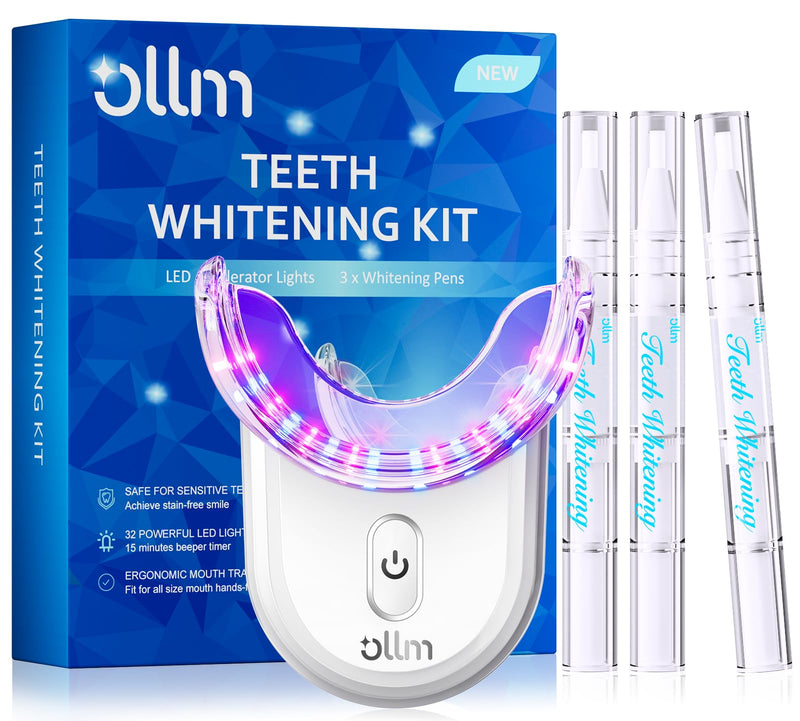 [Australia] - Teeth Whitening Kit for Sensitive Tooth: Professional Whitening Gel Pens Strips Dental kit, 32X LED Light White Personal Care Products, 35% Carbamide Peroxide Whitener, Beauty Tools for Home 