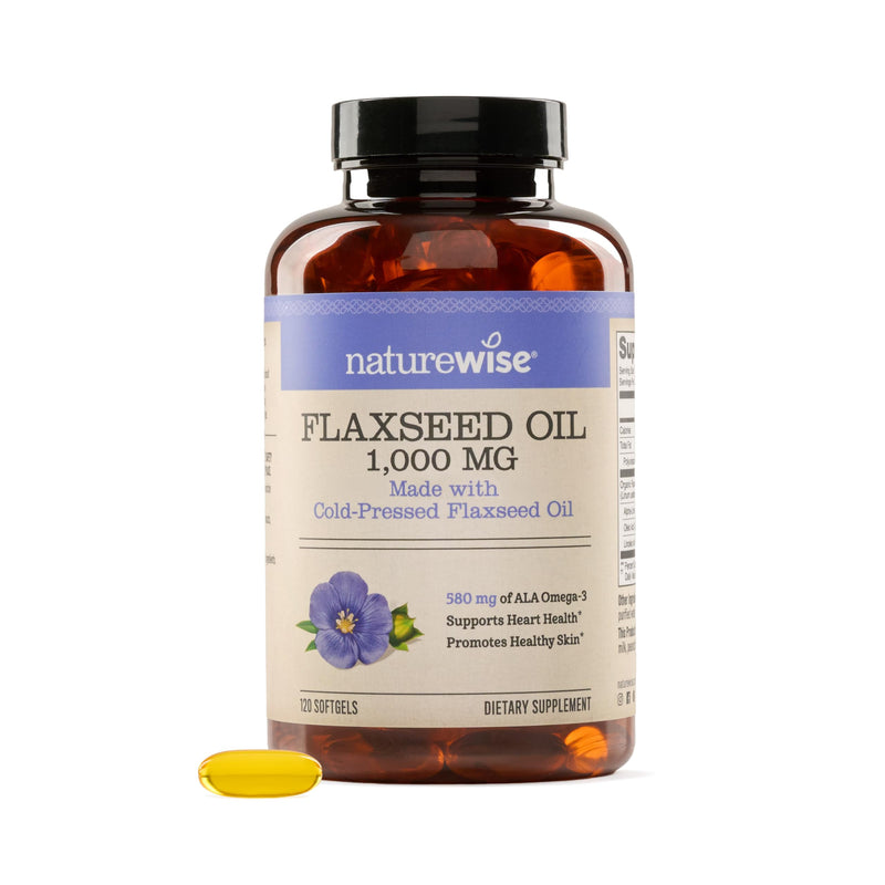 [Australia] - NatureWise Flaxseed Oil 1000 mg, Fish Free Omega 3 with 580 mg ALA, Dietary Supplement for Immune Health Support - Organic, Cold Pressed, Non-GMO - 120 Softgels[120-Day Supply] 