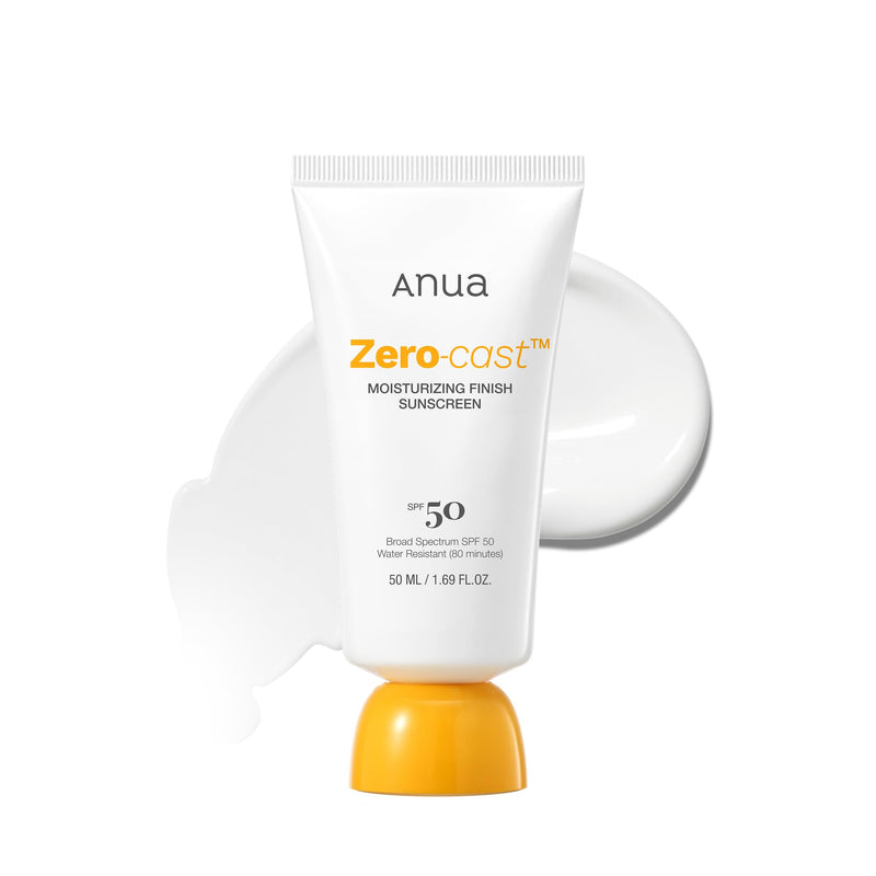 [Australia] - Anua Zero-Cast Moisturizing Finish Sunscreen,SPF 50, Glow Natural Sunscreen,No White cast, Hyaluronic Acid, Niacinamide sun block for face,Oil-Free, Oxybenzone free, Travel Essential (50ml/1.69fl.oz) 