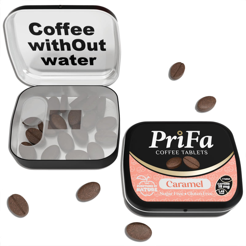 [Australia] - PriFa Caramel Coffee Tablets ‚Äì Sweetened with Stevia, Rich & Buttery Flavor, Instant Coffee On-The-Go, Portable Caffeine Boost ‚Äì 15mg Caffeine, 25 Tablets 