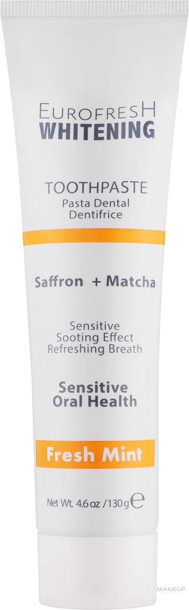 [Australia] - FARMASi EUROFRESH WHITENING Toothpaste – Matcha & Saffron – Natural Whitening, Plaque Reduction & Fresh Breath – 4.6 oz (130g) Saffron, Matcha 4.6 Fl Oz (Pack of 1) 