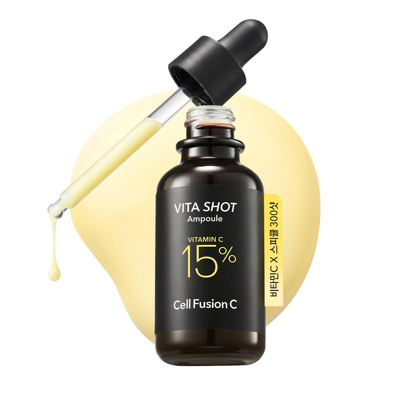 Cell Fusion C Toning C Vita Shot Ampoule, Brightening Vitamin C Serum for Face with Spicules, Zero Dark Spots & Glow Serum for Sensitive Skin, 20g / 0.7 oz.