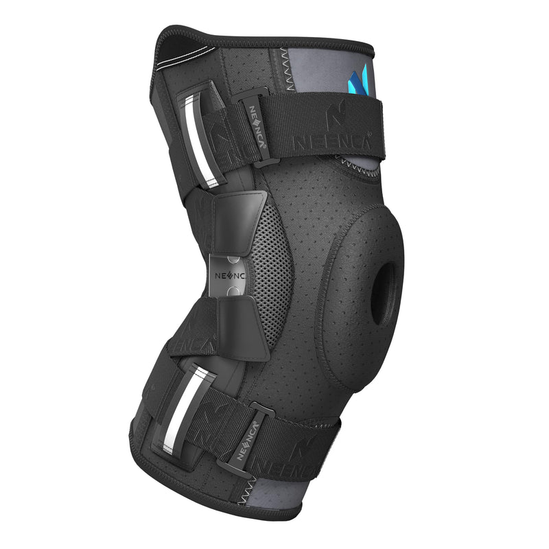 [Australia] - NEENCA Professional Knee Brace for Knee Pain, Hinged Knee Support with Patented X-Straps Fiting System, Strong Stability for Joint Pain Relief, Arthritis, Meniscus Tear, ACL, PCL, MCL, Sports, Workout Size 3 Black-Single 