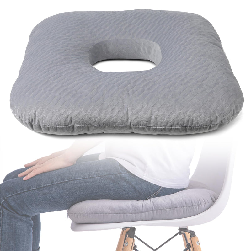 [Australia] - Donut Pillow for Tailbone Pain Relief, Wheelchair Cushion for Hemorrhoids and Bed Sores, Pregnancy, Donut Pillow Suitable for Office, Long Travel, Car and Home Sofa (Gray-Diagonal Grid) Gray-diagonal Grid 