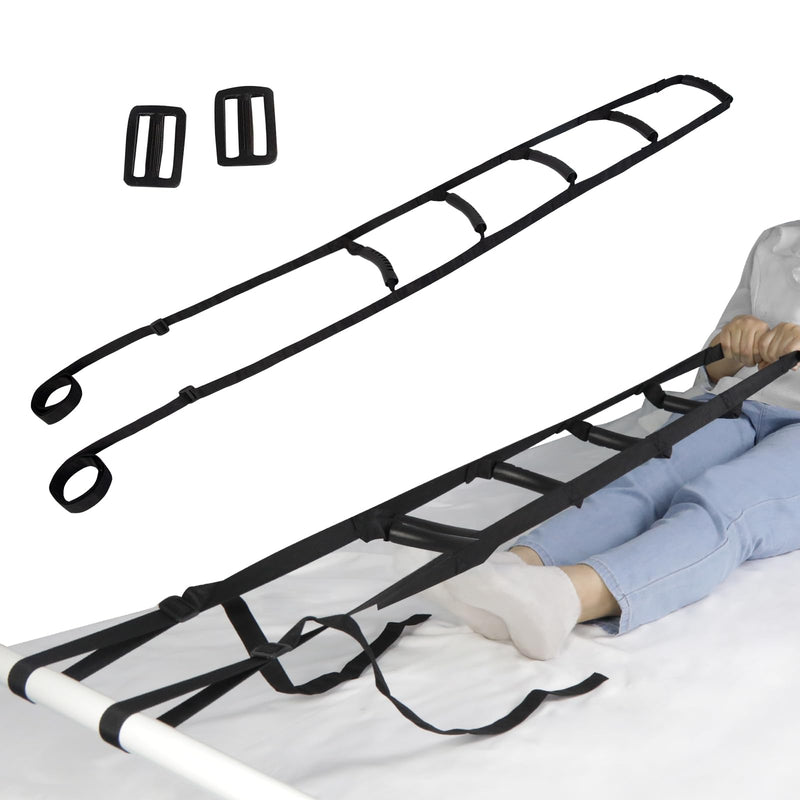 [Australia] - Bed Ladder Assist - Pull Up Sit Up Assist Device with Non-Slip 5 Handles & Adjustable Height, Rope Ladder Strap, Mobility Aid for Elderly, Senior, Injury Patient, Pregnant, Handicap, Safe Bed Transfer 5H 