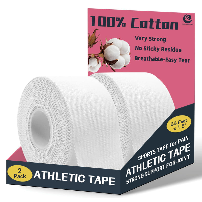 [Australia] - Athletic Tape 2 Pack White Sports Tape Athletic Strong-Breathable-Easy Tear-No Sticky Residue Wrist Ankle Tape for Lacrosse Boxing Gymnastics Climbing Soccer Hockey Bat Injuries Medical Athletic Tape 2 Rolls ÔºàWhiteÔºâ 