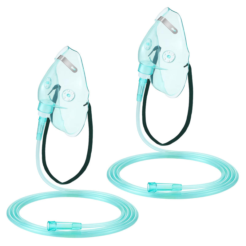 [Australia] - Geiserailie 2PCS L Oxygen Mask with 6.6 Ft Tubing and Adjustable Elastic Strap, Adult Oxygen Mask with Tubing, Breathing Masks for Face Adult Size L 
