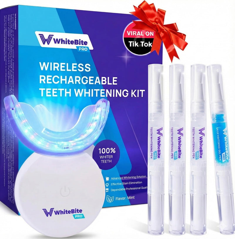 Whitebite Pro Teeth Whitening Kit for Sensitive Teeth – 32X LED Light + 35% Carbamide Peroxide Gel + Remineralizing Gel | Dental-Grade Whitening at Home