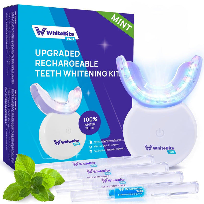 [Australia] - Whitebite Pro Teeth Whitening Kit for Sensitive Teeth ‚Äì LED Light + 35% Carbamide Peroxide Gel + Remineralizing Gel | Premiuml-Grade Results at Home Mint 