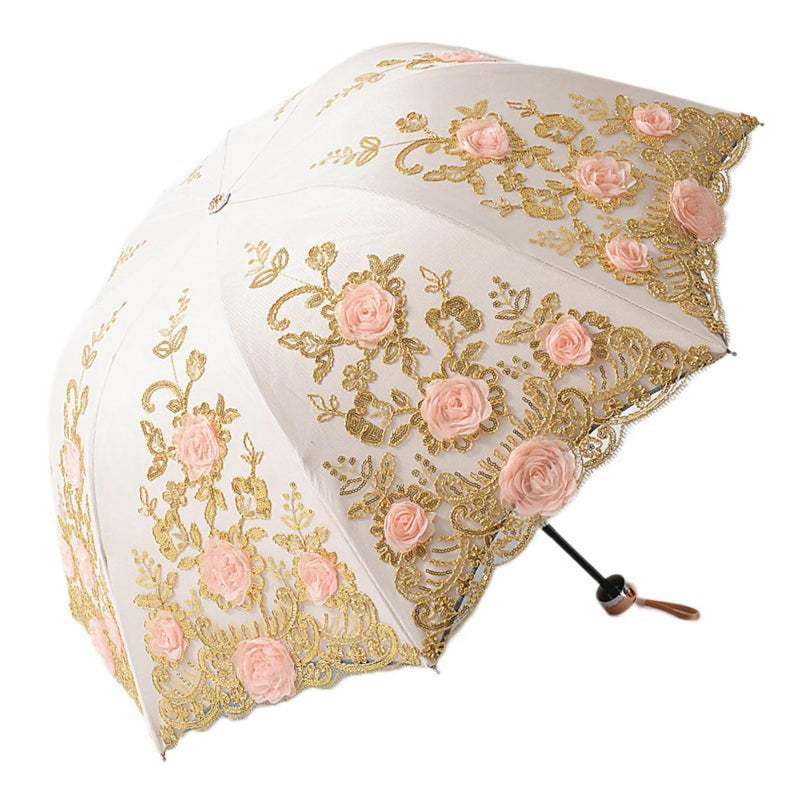 Honeystore Flower Lace Parasols for Wedding Party Lace Bridal Umbrella 59Beige