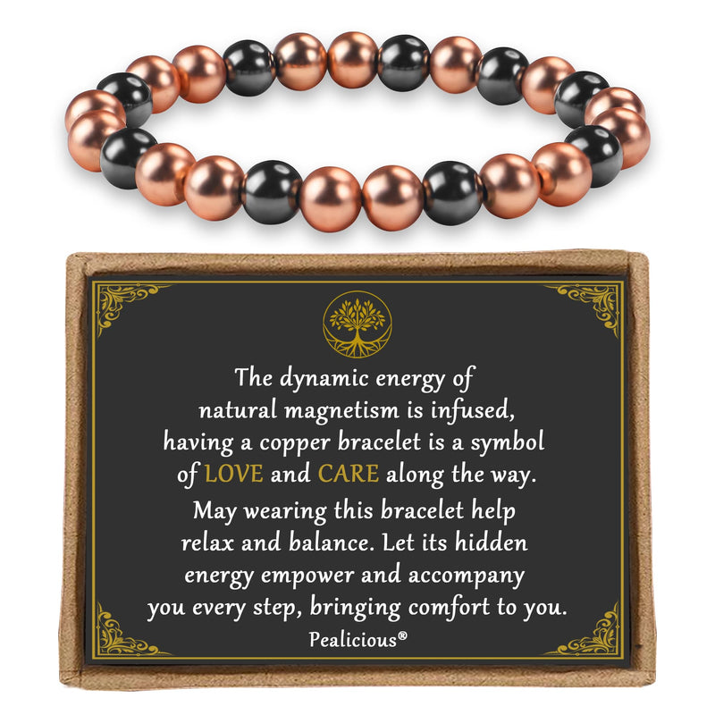 [Australia] - Copper Bracelet for Women and Men, Copper Magnetic Bracelet with 3500 Gauss Magnet Beads as Boss Day Gifts, Cooper Jewelry Pulsera De Cobre Para Mujer for Parents Anniversary Birthday Gifts 8mm Women Size 