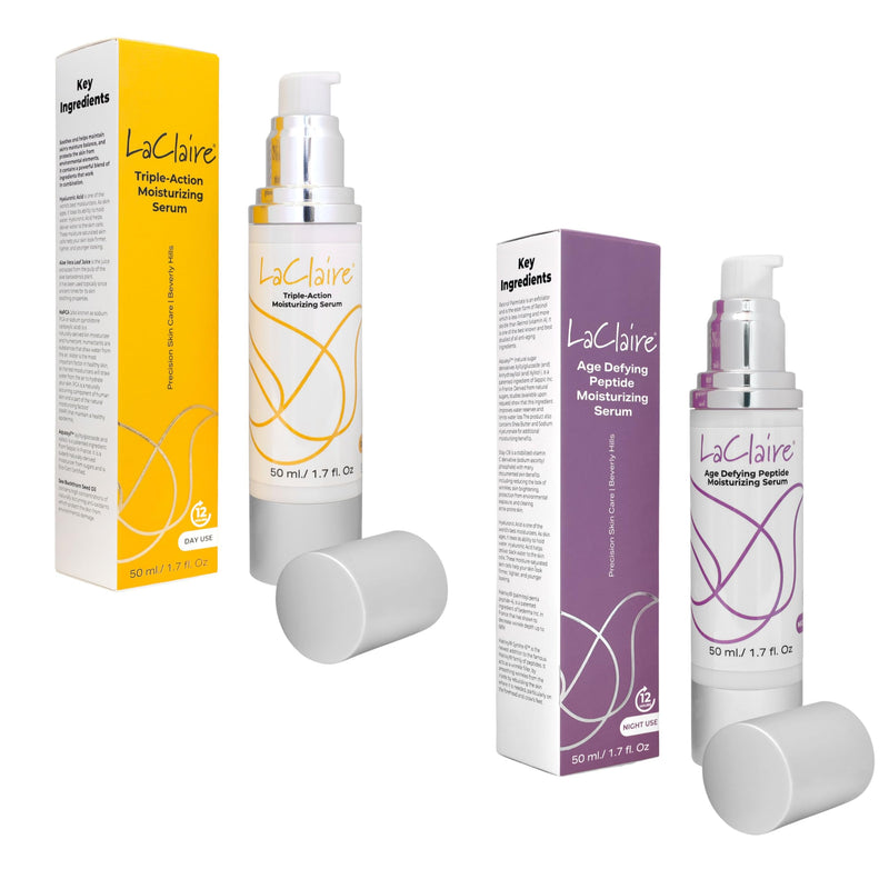 Vitamin C & Hyaluronic Acid Face Serum Set – Anti Aging 2-Step Day/Night System for Wrinkles, Fine Lines & Dry Skin – Hydrating & Repair Facial Serum for Glowing Skin (2 Pack)