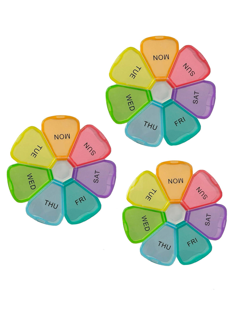 Extra Large Weekly Pill Box 7 Day, Cute Pill Case Organizer, Pill Container, Colorful Medicine Pill Organizer for Vitamin Fish Oil Softgels, Tablets, Gummies Medication Supplements (3) 3