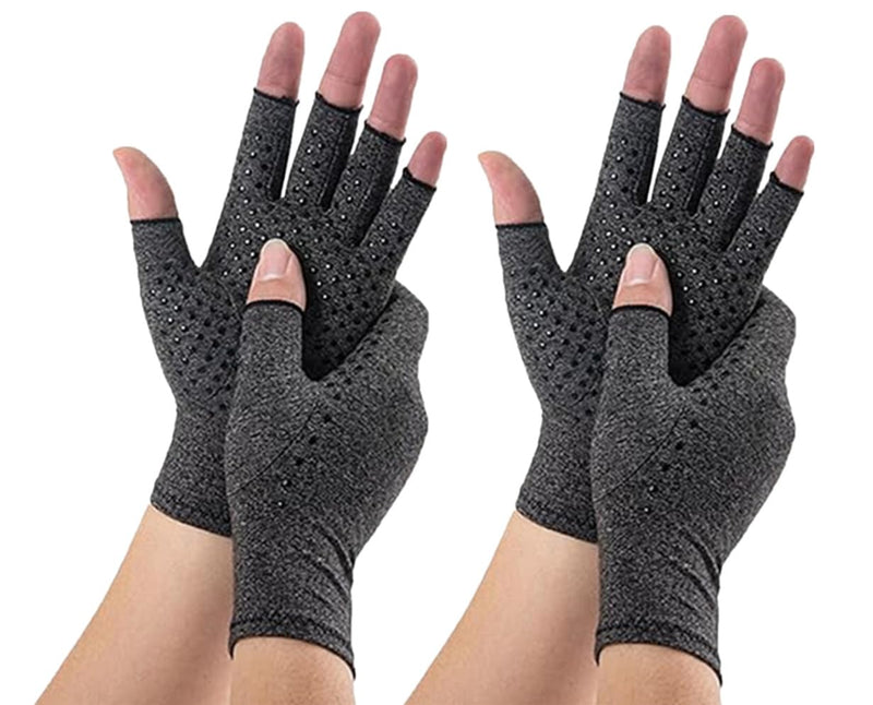 2 Pairs Bamboo Arthritis Gloves for Men Women,Compression Glove,Premium Bamboo Gloves,Compression Gloves for Arthritis Medium Gray B