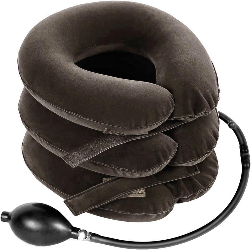 [Australia] - S Cervical Neck Traction Device for Instant Neck Pain Relief - Inflatable & Adjustable Neck Stretcher Neck Support Brace, Neck Traction Pillow for Home Use Neck Decompression (Classic Gray) 