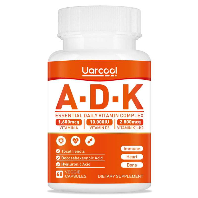 ADK Vitamin Supplement- Vitamin A, Vitamin D3 and Vitamin K, Superior Support for Bone Health, Immunity and Heart - 60 Softgels