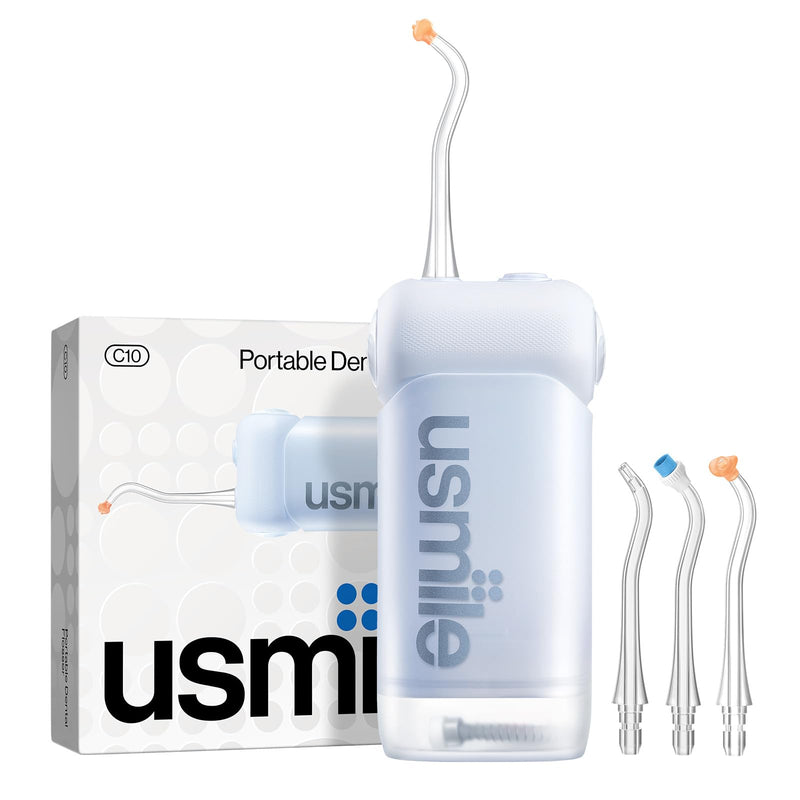 [Australia] - usmile C10 Portable Water Flosser ‚Äì Travel-Friendly, 95-Day Battery, 4 Modes, 360¬∞ Nozzle, 180ml Tank, IPX7 Waterproof, Dentist-Recommended for Braces, Implants & Sensitive Gums (Blue) Blue 