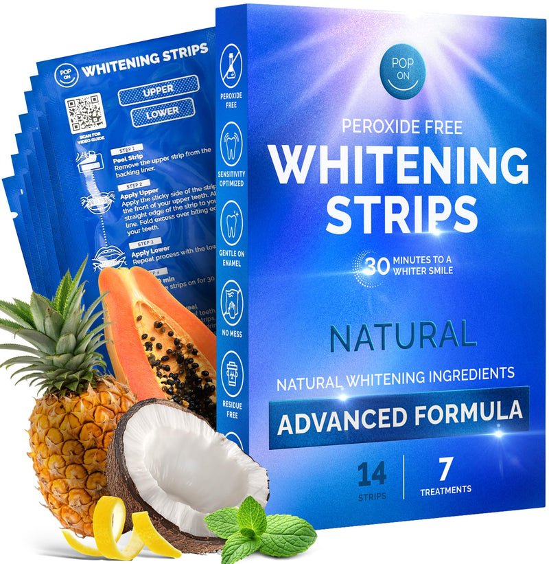 [Australia] - Whitening Strips for Sensitive Teeth 7 Treatments, Coconut – Enamel Safe, Peroxide-Free Coconut Teeth Whitening Strips with Natural Enzymes – Gentle White Stips for Sensitive Gums & Daily Oral Care 