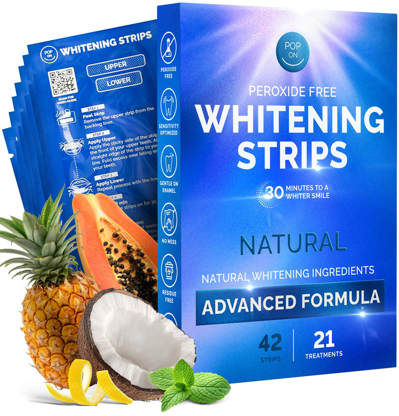 [Australia] - Whitening Strips for Sensitive Teeth 28 Treatments, Coconut – Enamel Safe, Peroxide-Free Coconut Teeth Whitening Strips with Natural Enzymes – Gentle White Stips for Sensitive Gums & Daily Oral Care 