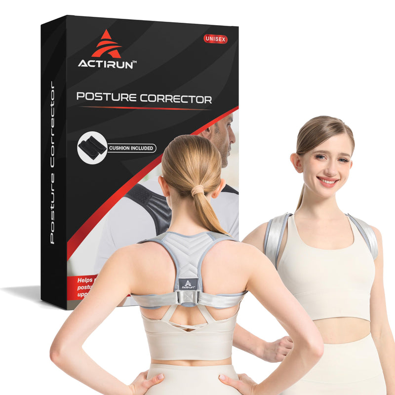 Posture Corrector for Women and Men – Adjustable Upper Back Brace for Shoulder and Back Support – Spine Alignment and Hunch Relief – Breathable, Lightweight – Wear Under or Over Clothes Small Gray