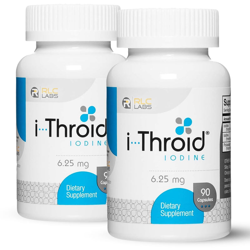 [Australia] - RLC Labs i-Throid 6.25 mg - Thyroid Supplements for Hypothyroidism, Iodide Supplements for Thyroid, Support Healthy Metabolism, Thyroid Support for Women and Men - 90 Vegetarian Capsules (Pack of 2) 90 Count (Pack of 2) 