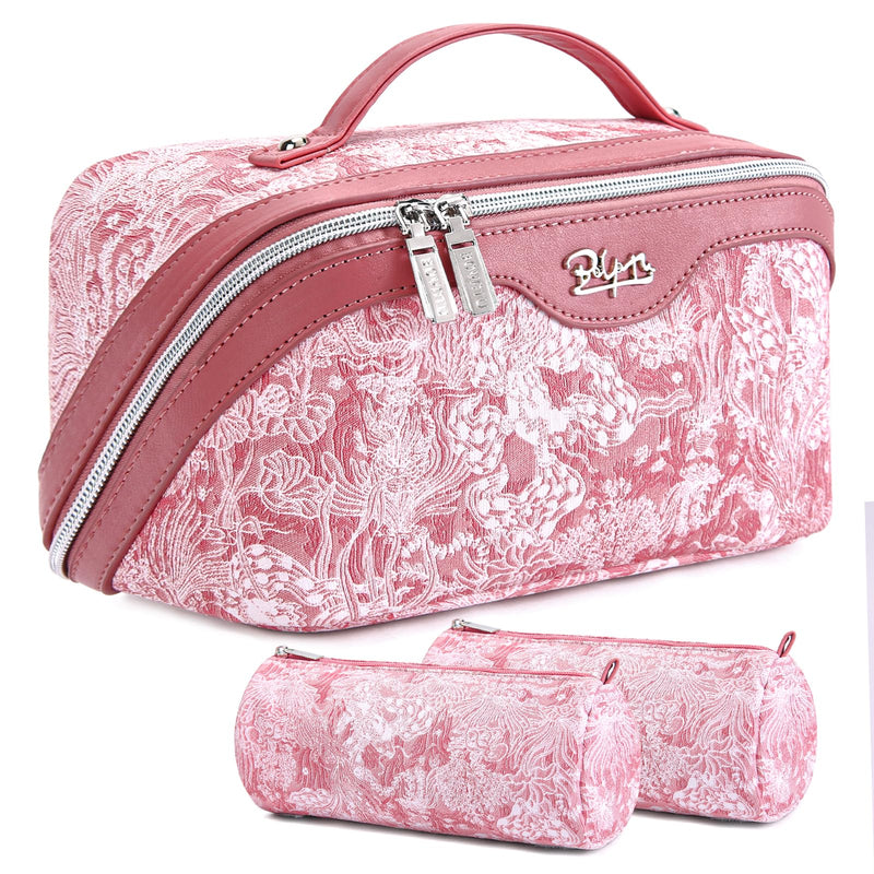 BOYATU Travel Makeup Bag Cosmetic Bags for Women: 3-Piece Makeup Bag Set (E-4-Pink)