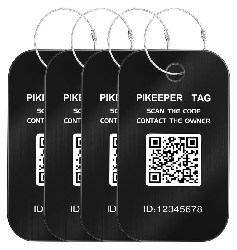 4-Pack Smart QR Code Luggage Tags, Location & Privacy Suitcase Tag | Privacy Cloud Control | Dynamic Contact Info | Instant Scan Alerts | Lost & Found System | Premium Aluminum Black Classic Suitcase Edition 4