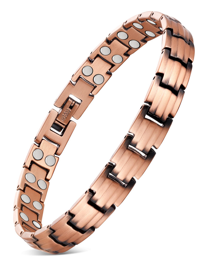 [Australia] - Feraco Copper Bracelets for Women, 2X Ultra Strength Magnetic Bracelet with 3500 Gauss Magnets, Adjustable with Sizing Tool, 99.99% Pure Copper Jewelry 2X Strength Sleek 