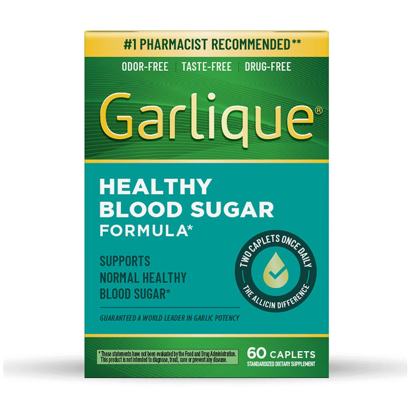 [Australia] - Garlique Garlic Extract Supplement, Healthy Blood Sugar Formula, 6000 mcg allicin, Odorless & Vegan, 60 Caplets 