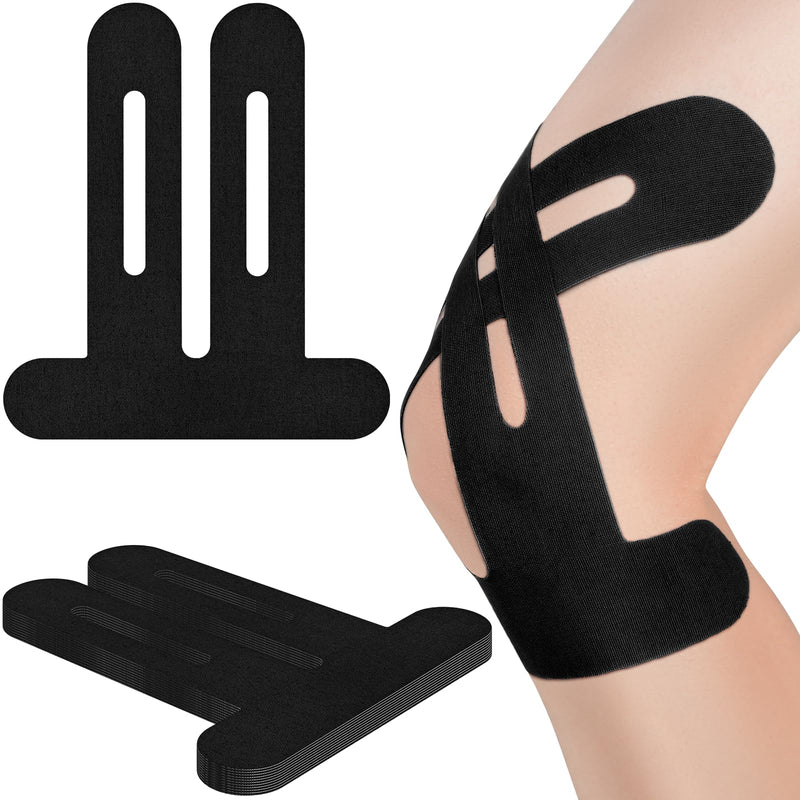 Kinesiology Tape for Knees, 10 Count Knee Tape for Knee Pain Relief Pre Cut, Latex Free Knee Tape, Support Muscles and Joints, Knee Kinesiology Tape Pre Cut, Waterproof and Elastic (Black) Black 10PCS
