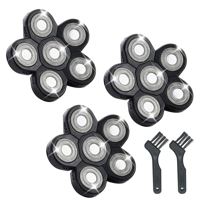 [Australia] - 6 Head Shaver Replacement Razor Heads for Many Brands Bald Men's Electric Foil Shaver Replacement,Universal Shaver Replacement Blades for Electric Razor for Men Bald and Face,3Pack Black 6 Head/3pcs 