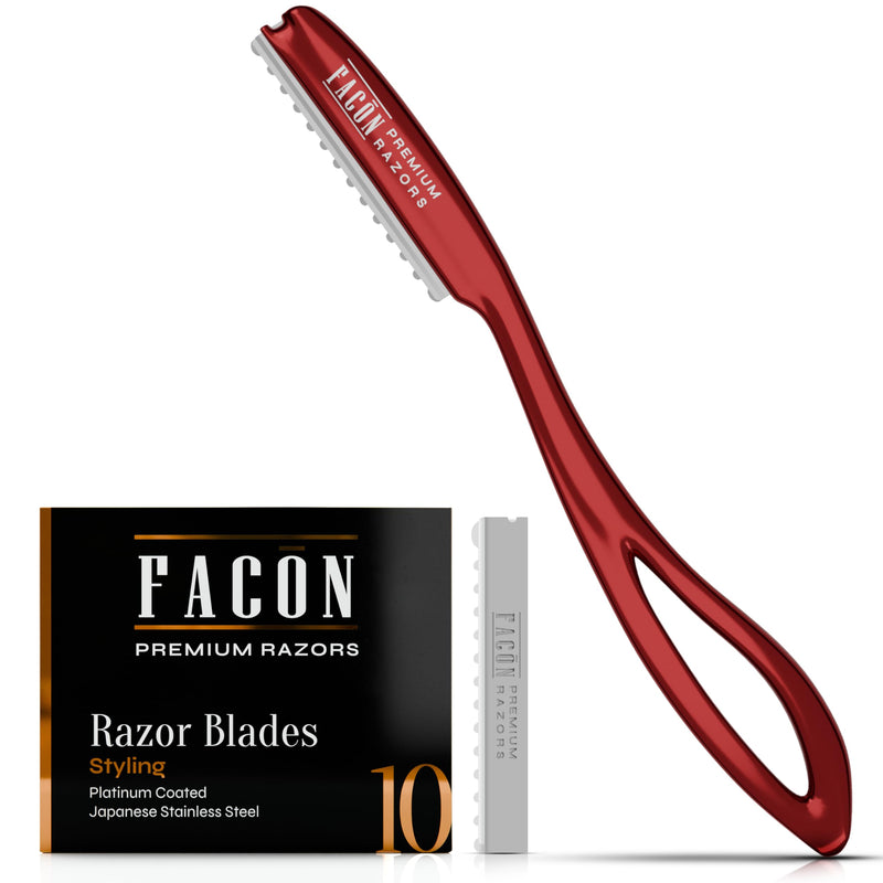 [Australia] - Facón Hair Razors for Cutting Hair - Professional Hair Styling Razor Kit with 11 Replacement Blades, Stainless Steel Hair Cutting Tool for Salon & Home, Premium Hair Thinning Texturizing Faether Razor The Whiz 