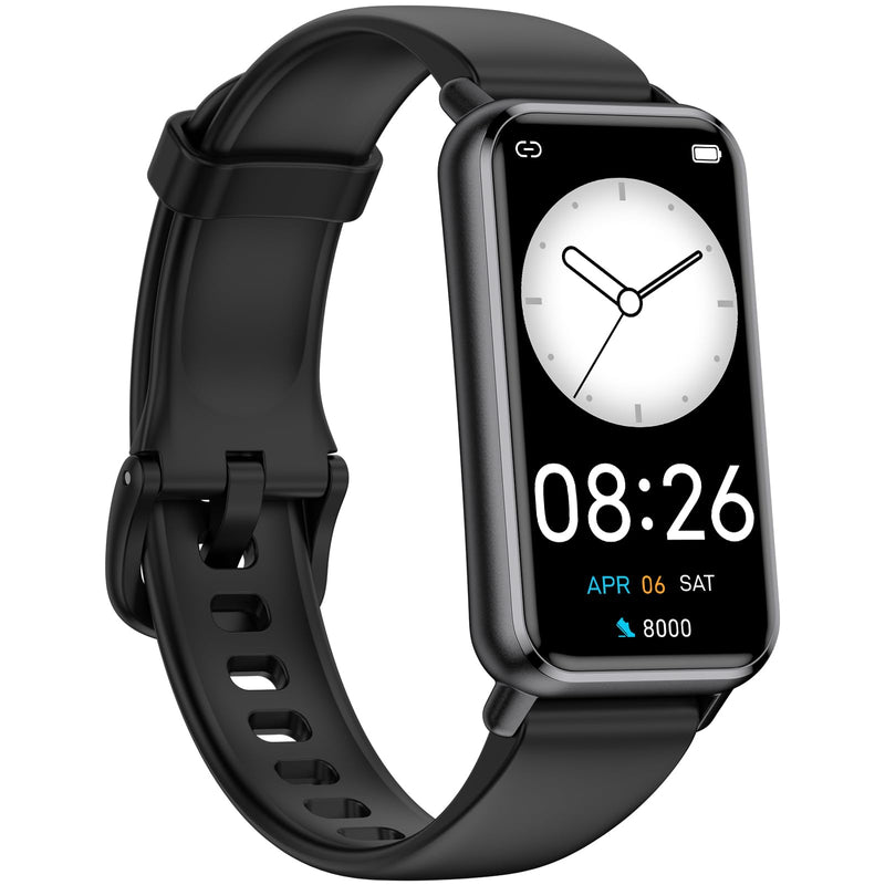 [Australia] - Long Battery Pedometer Watch 14 Days Battery Life, Slim Design No App/Phone Required Fitness Tracker, 50 Meters Waterproof Smart Watch, Heart Rate & Blood Oxygen Monitor Step Counter for Men Women Black 