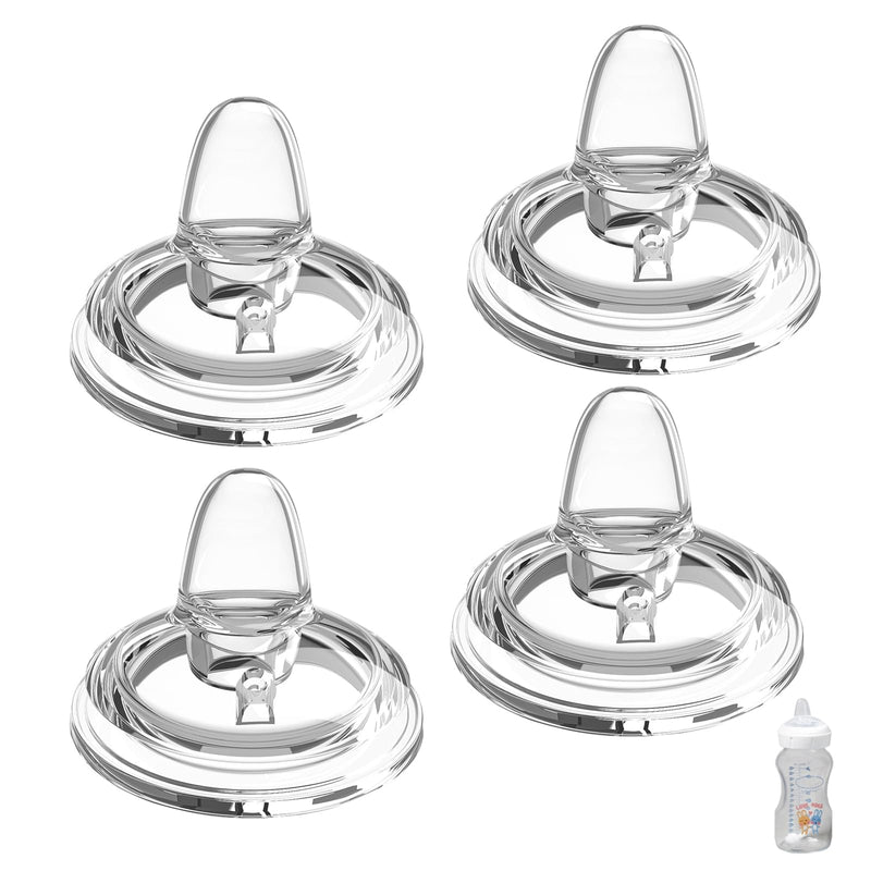 [Australia] - Sippy Spout Nipples for Dr. Browns Wide Neck Baby Bottles, Transition Straw Sippy Cup 100% Food Grade Silicone Soft Nipple, 6m+, Pack of 4 